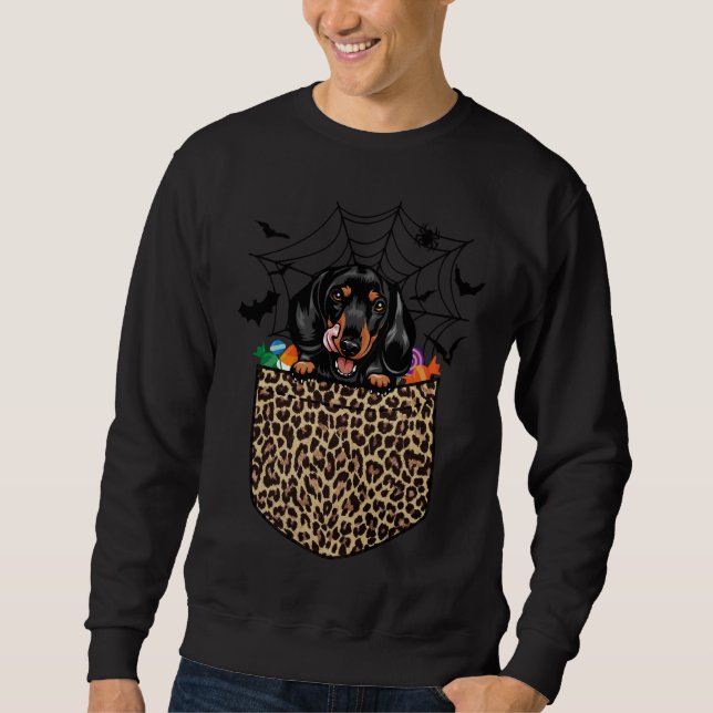 Sweatshirt Cute Dachshund Amoureux des chiens Leopard Dachshu (Devant)