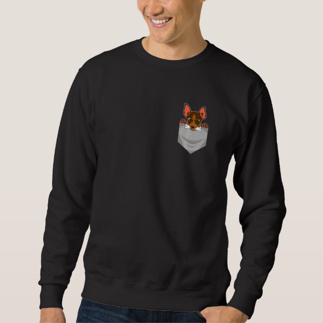 Sweatshirt Cute dachshund dog with bone in shirt pocket breas (Devant)