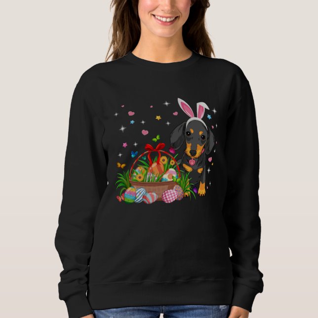 Sweatshirt Cute Dachshund Easter Day Bunny Eggs Easter Costum (Devant)