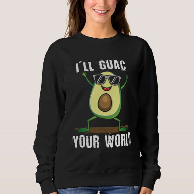 Sweatshirt Cute dancing avocado  guac your world  vegan (Devant)