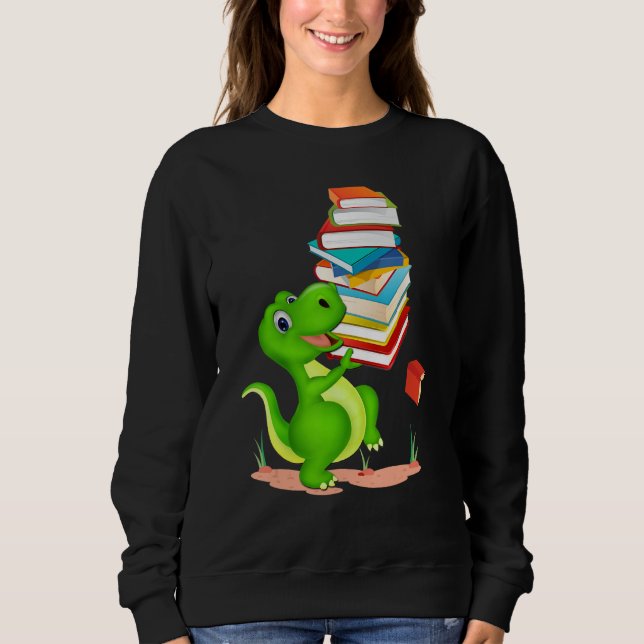 Sweatshirt Cute Dinosaur Book Reading For Women Men (Devant)
