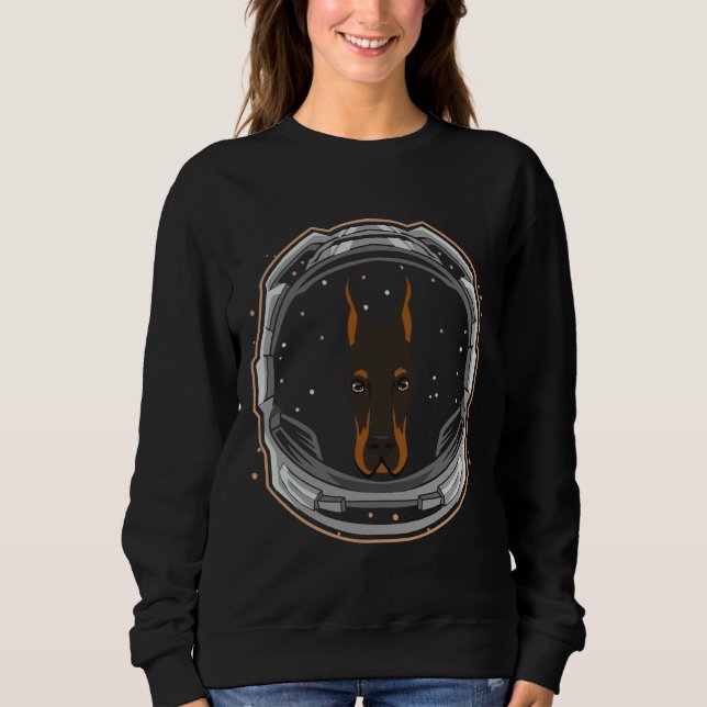 Sweatshirt Cute Doberman Astronaut Chien Dans L'Espace (Devant)