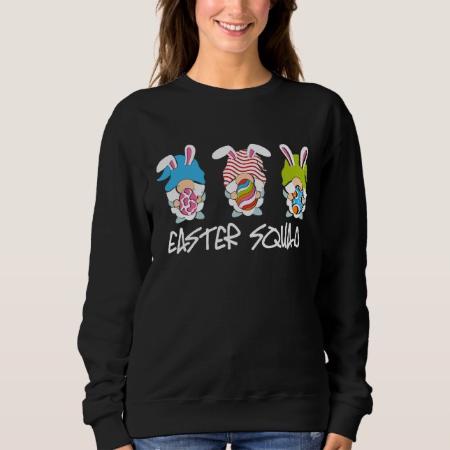 Sweatshirt Cute Easter Squad Bunny Gnome Pastel Spring Eggs A (Devant)