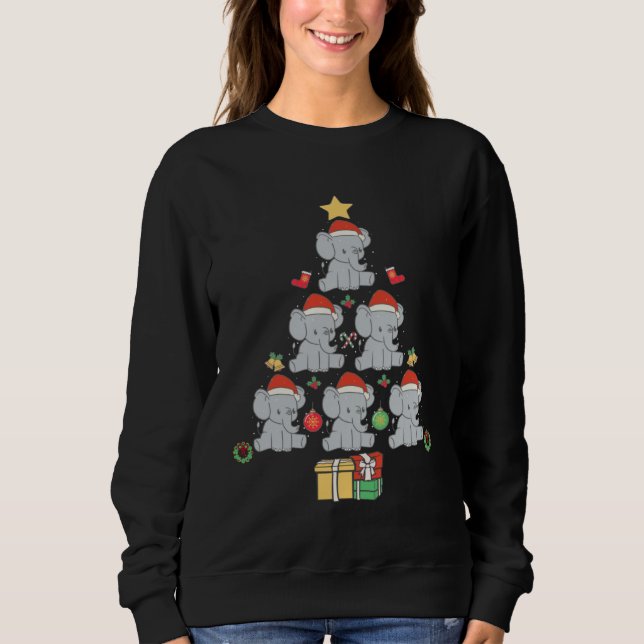 Sweatshirt Cute Elephant Christmas Tree (Devant)