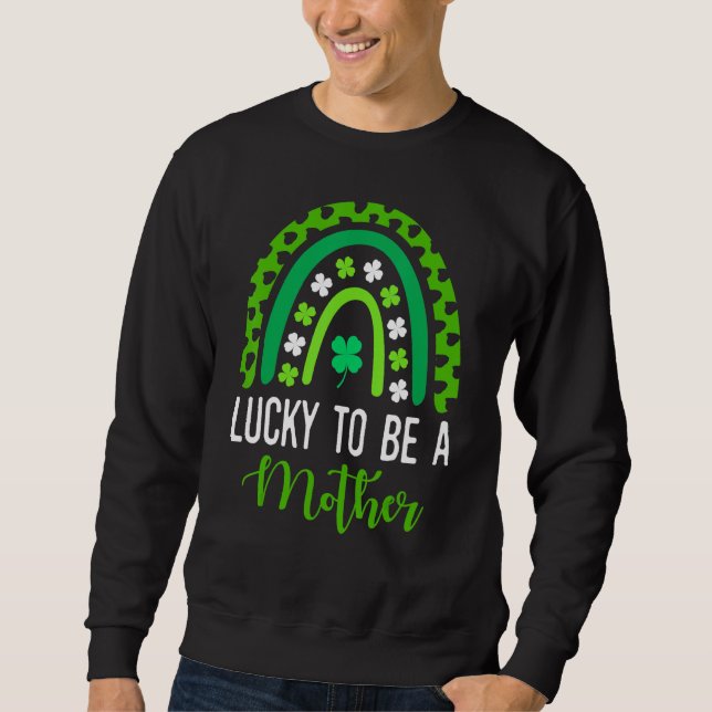 Sweatshirt Cute Empreinte de léopard arc-en-ciel Shamrock Luc (Devant)