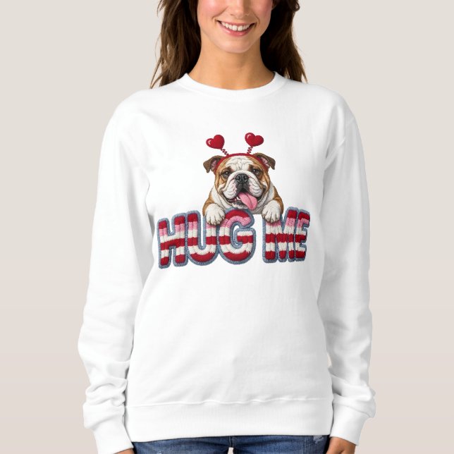 Sweatshirt Cute English Bulldog puppy Valentine  (Devant)
