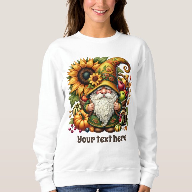 Sweatshirt Cute Fall Seasonal gnome add text  (Devant)