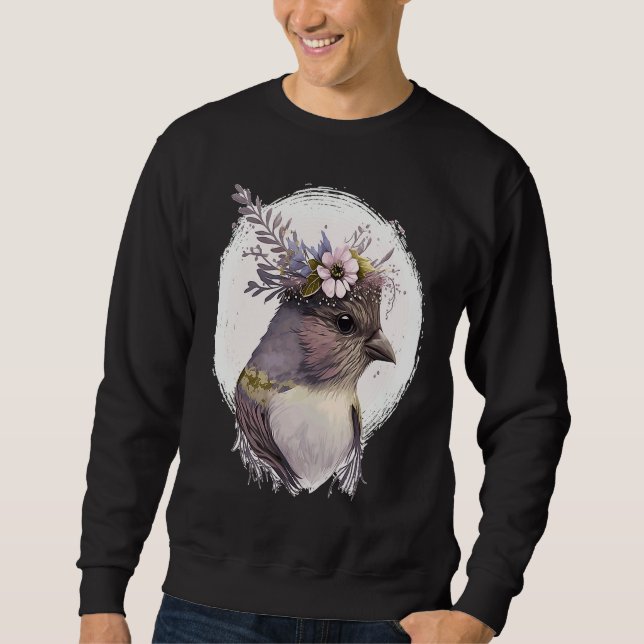Sweatshirt Cute Finch Bird Flower Crown Pet Birds (Devant)