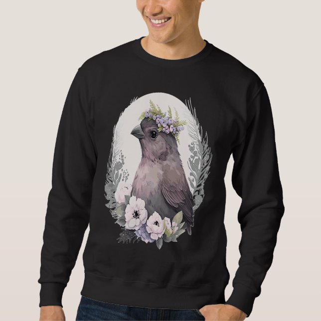 Sweatshirt Cute Finch Bird Flower Crown Pet Birds  1 (Devant)