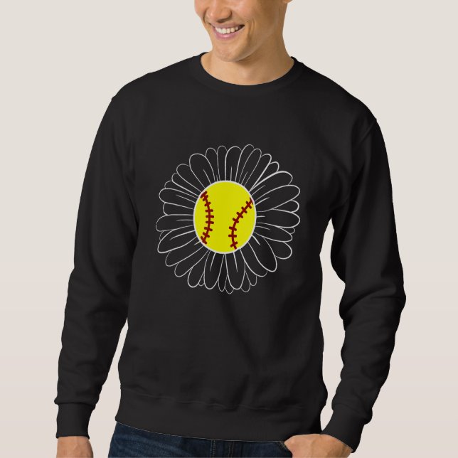 Sweatshirt Cute Fleur Daisy Softball Maman (Devant)