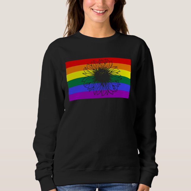 Sweatshirt Cute Floral Sunflower LGBTQ Gay Pride Flag Queer F (Devant)