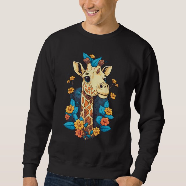 Sweatshirt Cute Flower Giraffe on summer Floral Giraffe (Devant)