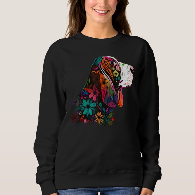 Sweatshirt Cute Flower summer Floral Basset Hound 3 (Devant)