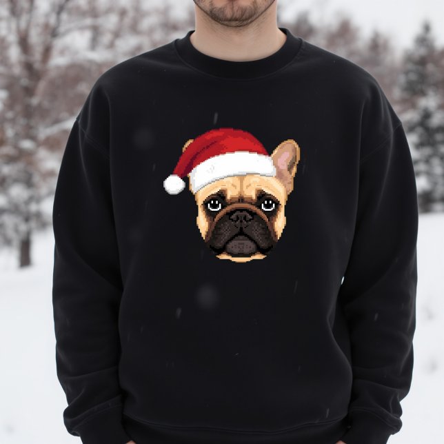 Sweatshirt Cute French Bulldog Christmas Santa Hat (Créateur téléchargé)