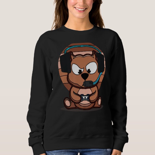 Sweatshirt Cute Gamer Dog Gaming Pitbull Puppy Video Gamer Do (Devant)