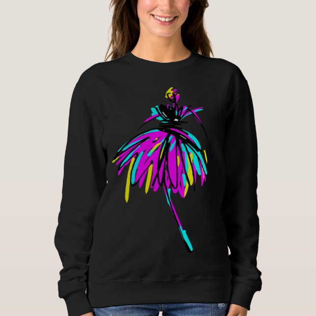Sweatshirt Cute Girl Dress Unique Hand Drawn  Women Graphics (Devant)
