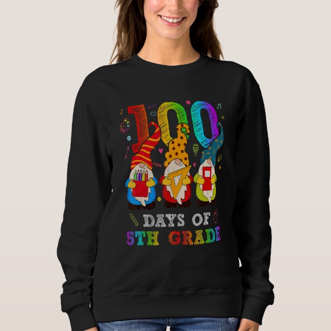 Sweatshirt Cute Gnome Enseignant de 5e année 100e jour de l'é (Devant)