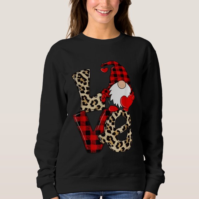 Sweatshirt Cute Gnomes Valentines Love Leopard Plaid Couple M (Devant)