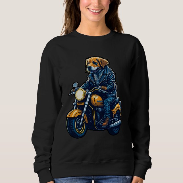 Sweatshirt Cute golden retriever drives motorcycle at Christm (Devant)