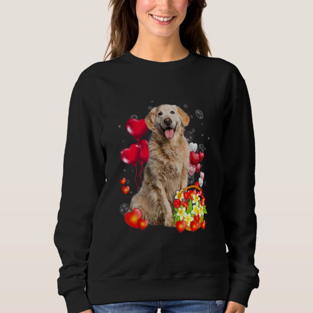 Sweatshirt Cute Golden Retriever Valentine's Day Dog Heart Fl (Devant)
