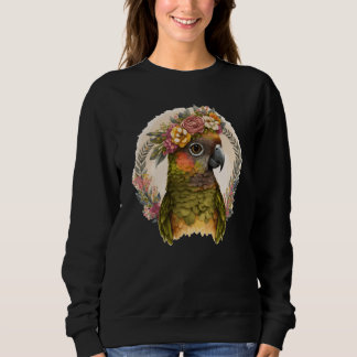 Sweatshirt Cute Green Cheek Conure Parrot Bird Flower Crown P