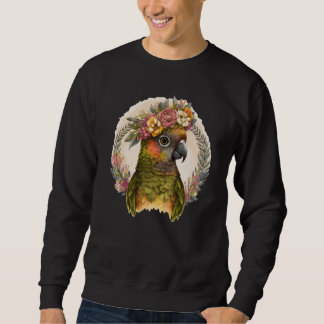 Sweatshirt Cute Green Cheek Conure Parrot Bird Flower Crown P