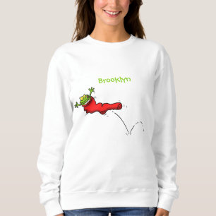Sweatshirt Cute grenouille dans une chaussette rouge saut de