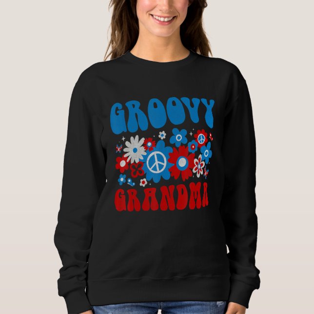 Sweatshirt Cute Groovy GrandMa American 4th of July Matching  (Devant)