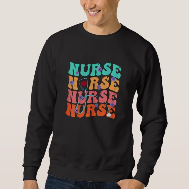 Sweatshirt Cute Groovy Stethoscope Nurse Life Nursing Nurse W (Devant)