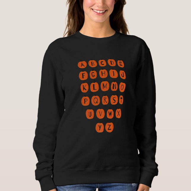 Sweatshirt Cute Halloween Alphabet Halloween Teacher Kids (Devant)