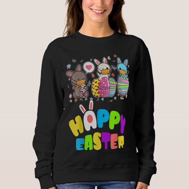 Sweatshirt Cute   Happy Easter Eggs Quarantine Bunnies (Devant)
