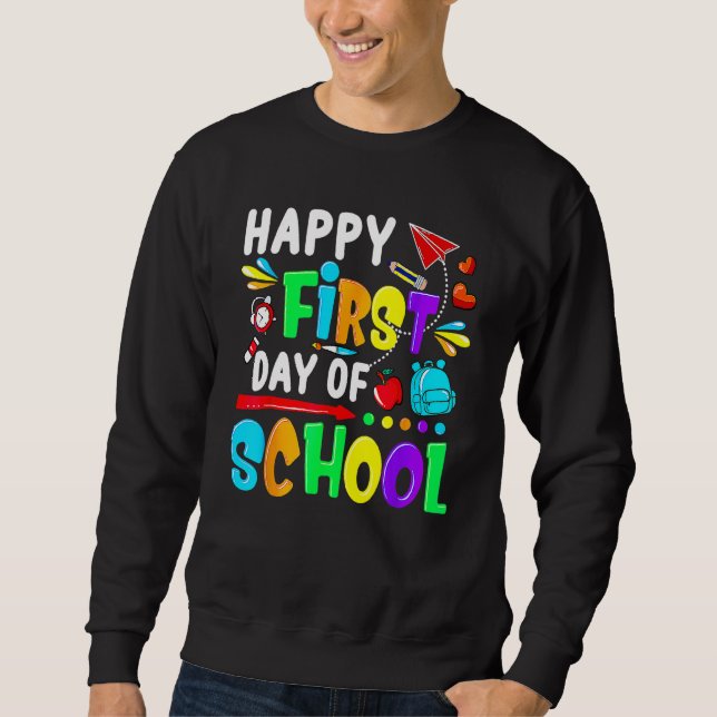 Sweatshirt Cute Happy First Day Of School Back To School Girl (Devant)