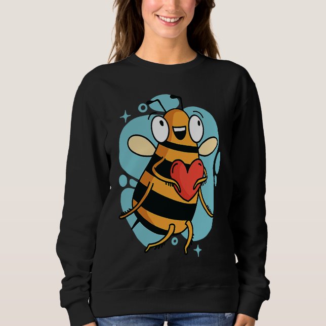 Sweatshirt Cute Heart Bee Beekeeper Valentine's Day (Devant)
