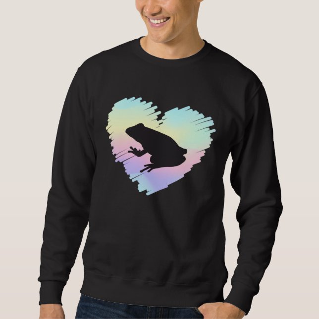 Sweatshirt Cute Heart Frog  I Love Frogs Toad Rainbow Hunter  (Devant)