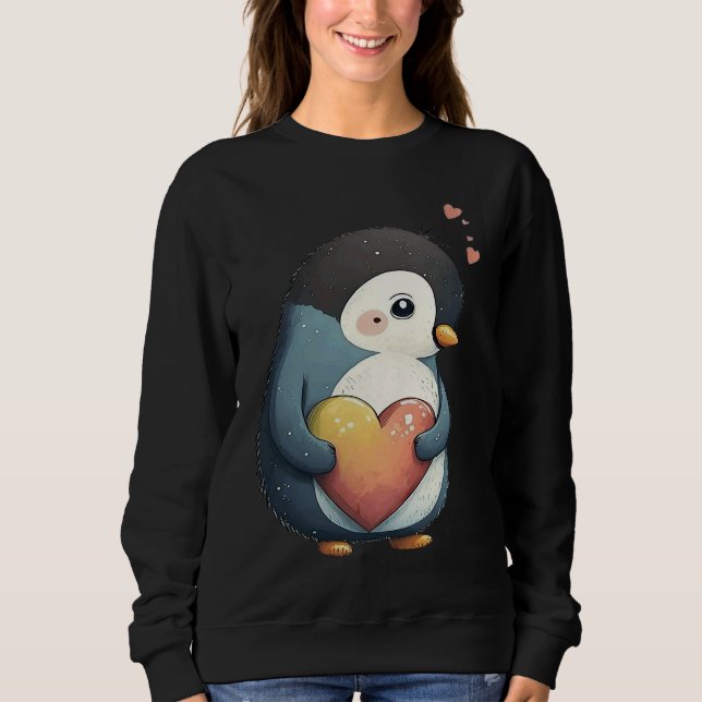 Sweatshirt Cute Heart Penguin Animal Valentines Day Valentine (Devant)