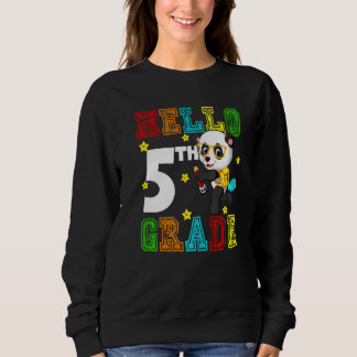 Sweatshirt Cute Hello Fifth Grade Teacher Student Panda Back