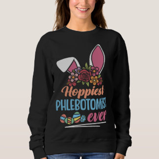 Sweatshirt Cute Hoppiest Phlebotomist Ever Bunny Ear Red Plai