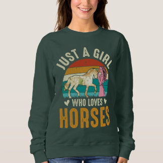 Sweatshirt Cute Horse Girl Retro Sunset Horses Amateurs