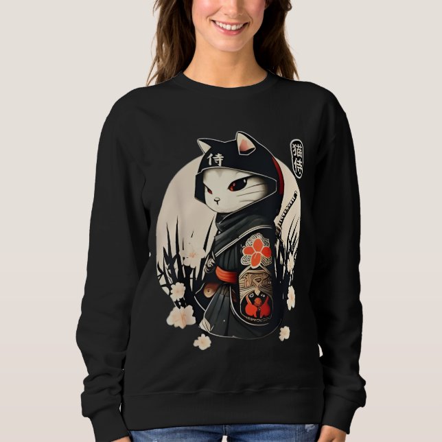 Sweatshirt Cute Japanese-style Ninja Cat (Devant)