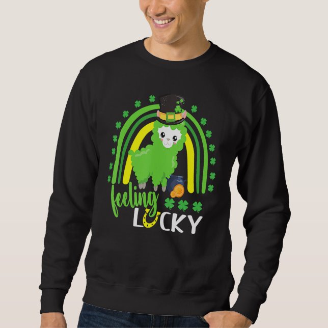Sweatshirt Cute Jour de la Saint Patrick Rainbow Llama Feint  (Devant)