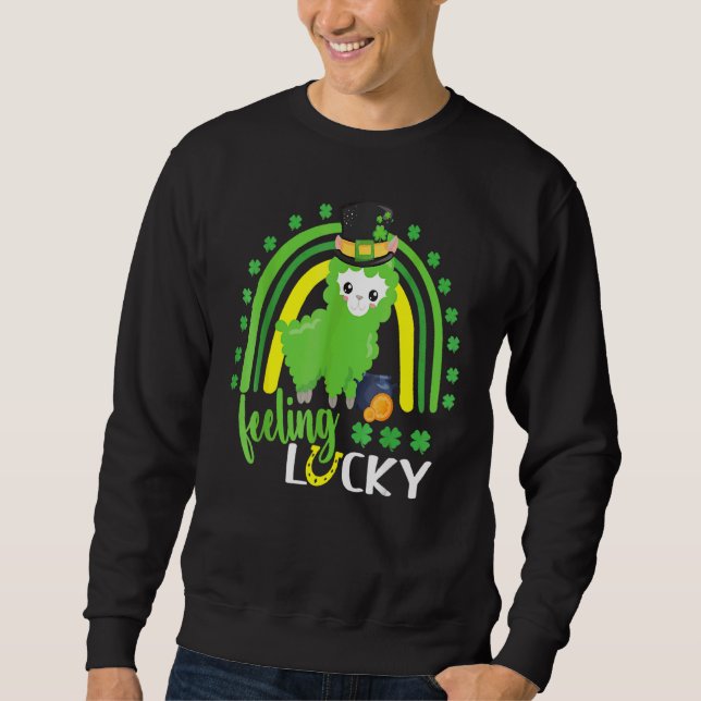 Sweatshirt Cute Jour de la Saint Patrick Rainbow Llama Lucky  (Devant)