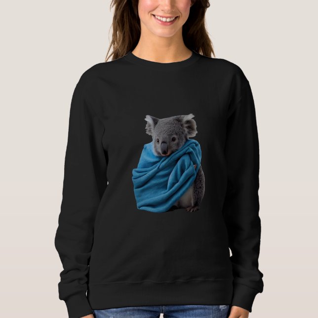 Sweatshirt Cute Koala Animal Cuddling with Blue Blanket Koala (Devant)