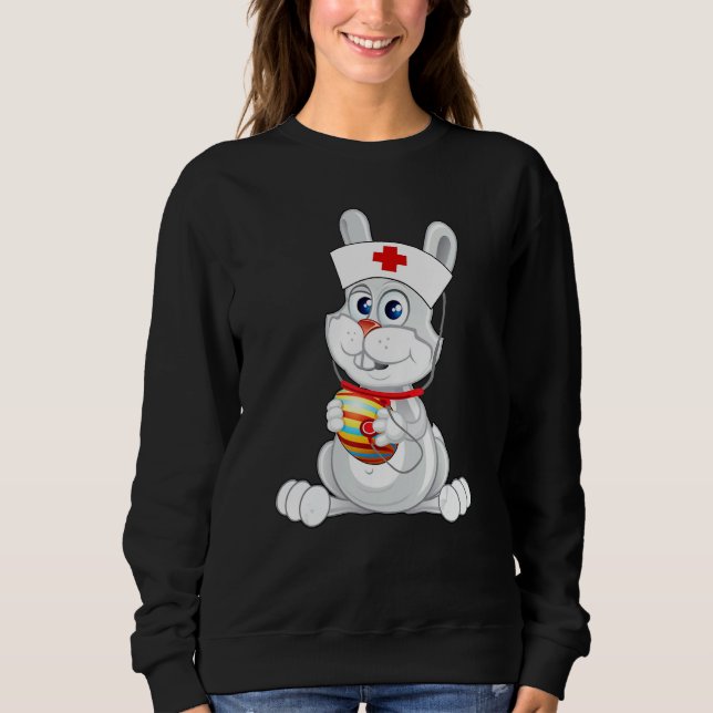 Sweatshirt Cute Lapin Grotte Infirmière Avec Stethoscope (Devant)