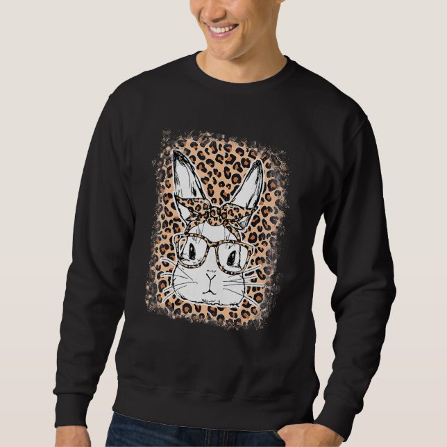 Sweatshirt Cute Lapin Lapin Face Léopard Lunettes Headband Ea (Devant)