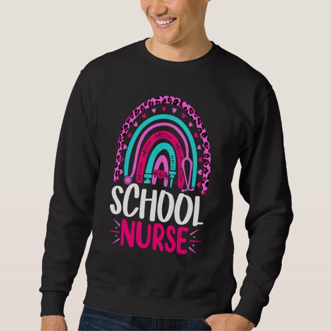 Sweatshirt Cute Leopard École Infirmière Rainbow Retour À L'É (Devant)