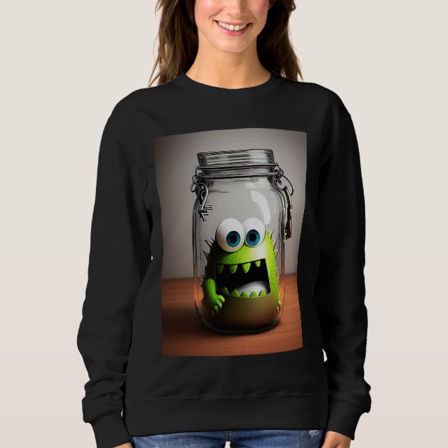 Sweatshirt cute little monster in a jar Halloween horror funn (Devant)