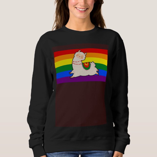 Sweatshirt Cute Llama Alpaca Love Gay Pride Flag Floral Summe (Devant)