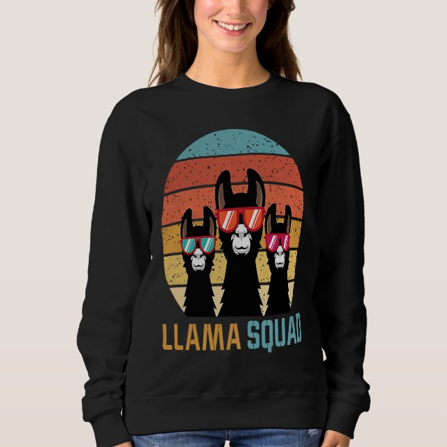 Sweatshirt cute llama squad for llama and alpaca  retro (Devant)