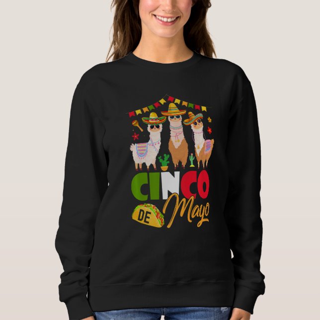 Sweatshirt Cute Llamas Portant Sombrero Cinco De Mayo Mexicai (Devant)