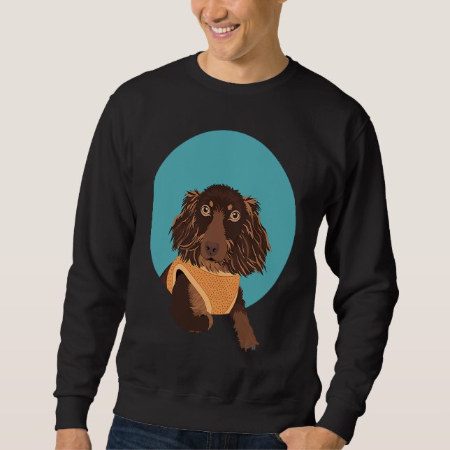 Sweatshirt Cute Long Haired Dachshund (Devant)